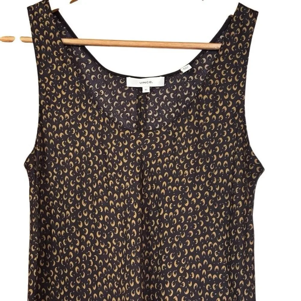 Vince scoop neck maxi slip dress silk black tan size XS